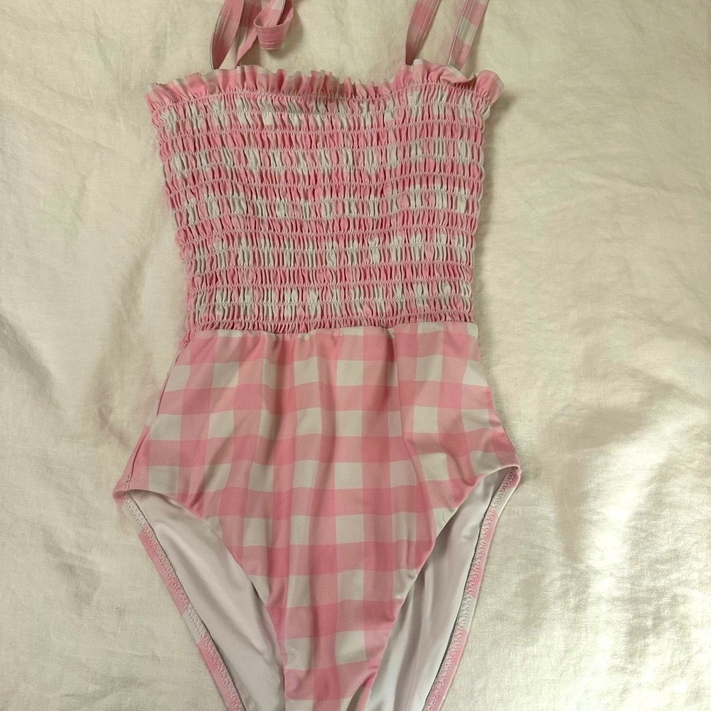 Minnow x Stoney Clover Lane Gingham Smocked One Piece Swimsuit